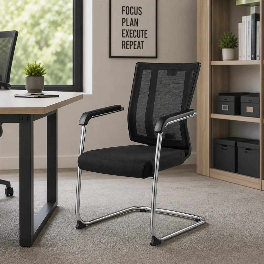 Promax Mesh Visitor Chair with Chromed Cantilever Base Saudi Arabia 2